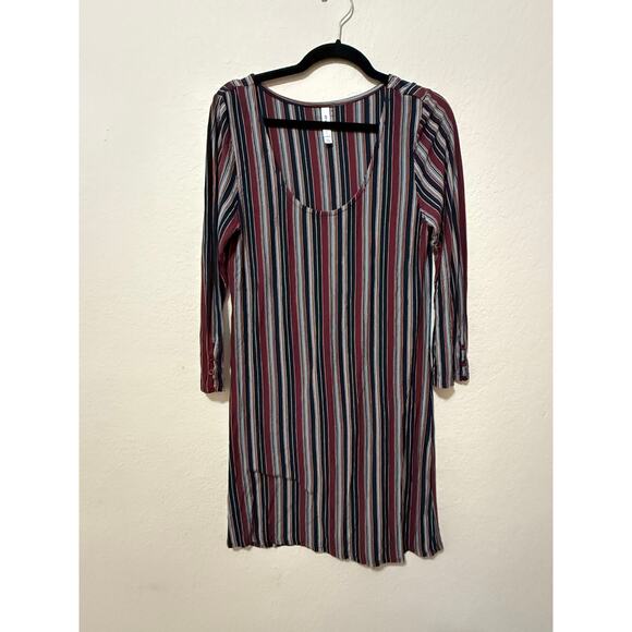 RVCA Women’s Striped Tunic Dress Top‎ Size Large 3/4 Sleeve Boho Surf Skate - Picture 1 of 5